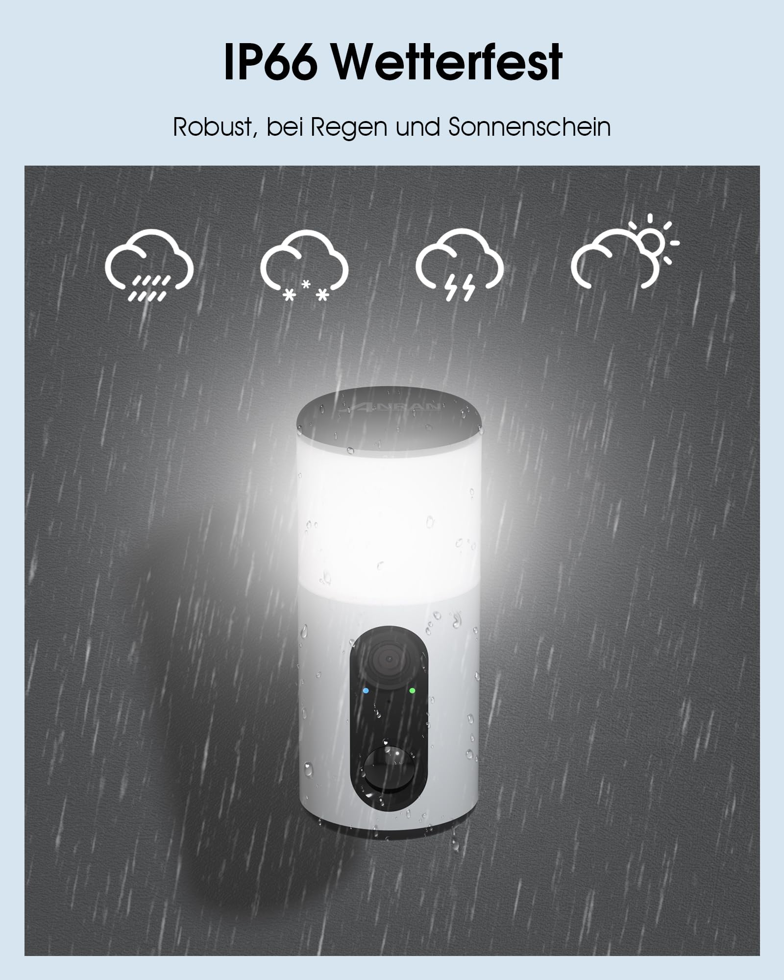 ANRAN 2K Solar Überwachungskamera Aussen mit Flutlicht | Sicherheitsleuchte mit Kamera outdoor 2,4GHz WLAN, Farbnachtsicht, PIR-Bewegungsmelder ＆Alarm,2-Wege-Audio, IP66 ,Alexa