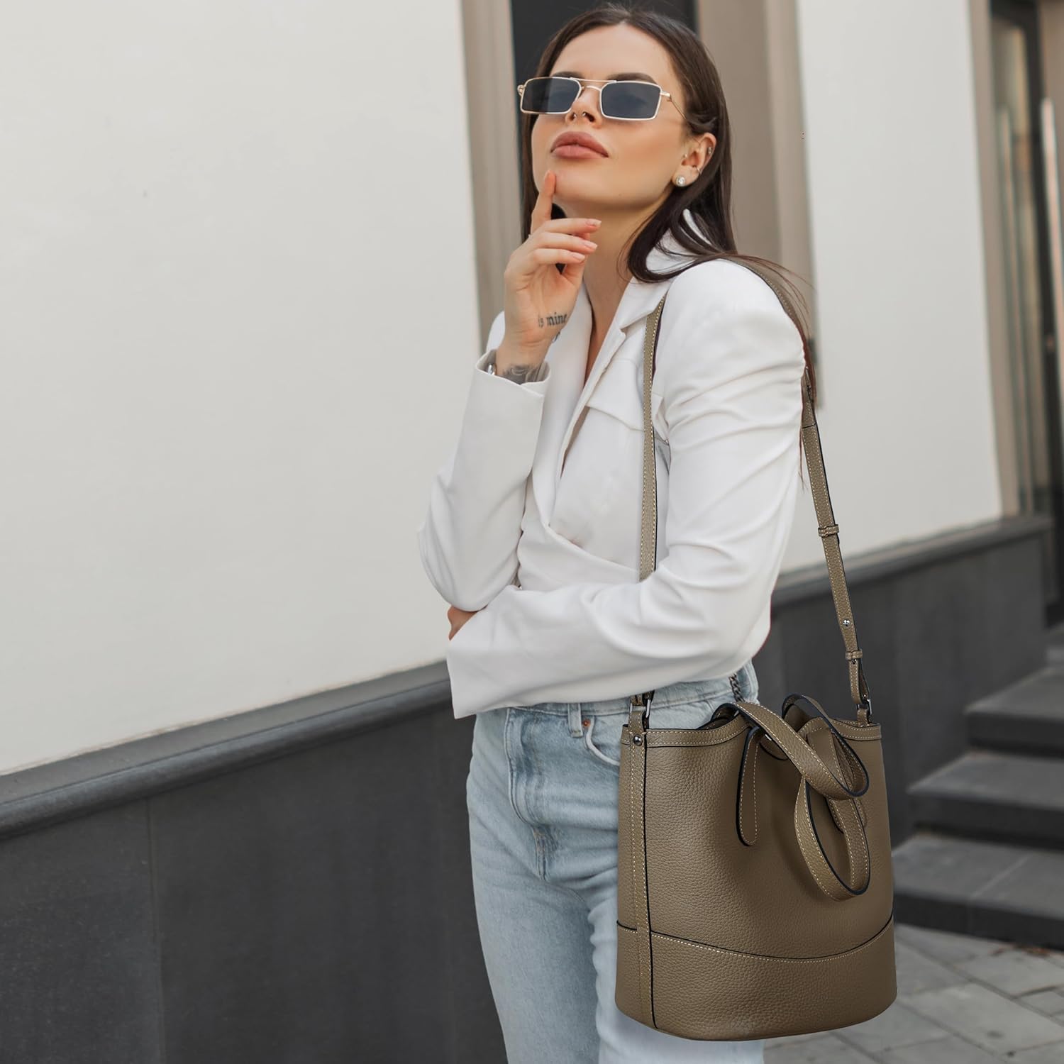 Iswee Genuine Leather Purses for Women Shoulder Handbags Designer Hobo Crossbody Purse Top Handle Purse