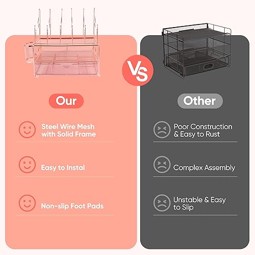 Miniatura 8 de VANZAVANZU Organizador de archivos de escritorio, organizador de escritorio de oficina de 3 niveles con 5 clasificadores de archivos, cajón