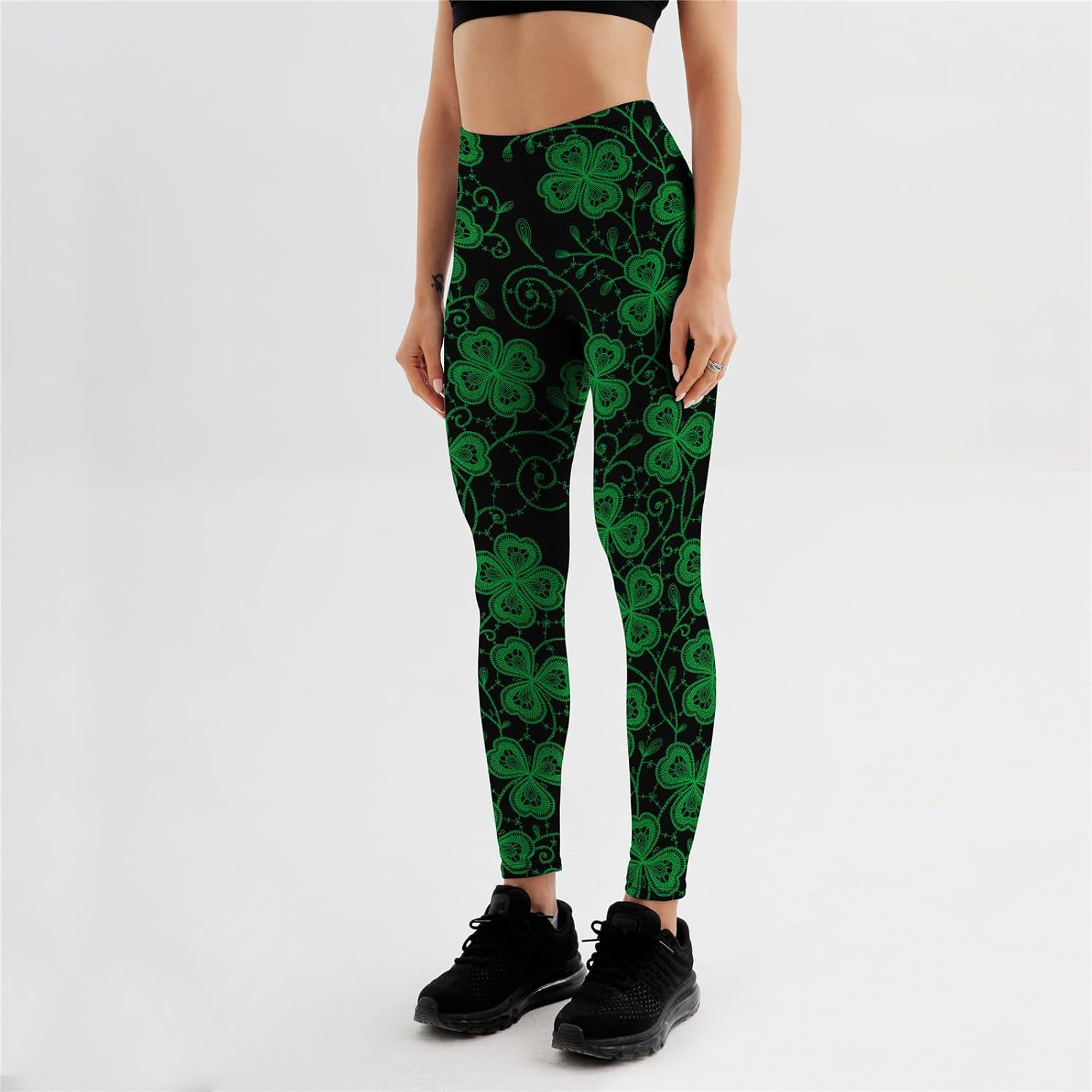 Women's St Patrick's Day Leggings Irish Green Shamrock Printed High Waisted Tights Trendy Workout Yoga Pants - Image 2