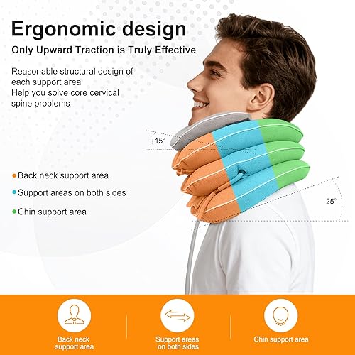 Miniatura 3 de Cervical Neck Traction Device for Home Use, Inflatable Neck Stretcher for Instant Neck Pain Relief, Adjustable Neck Support Brace, Neck