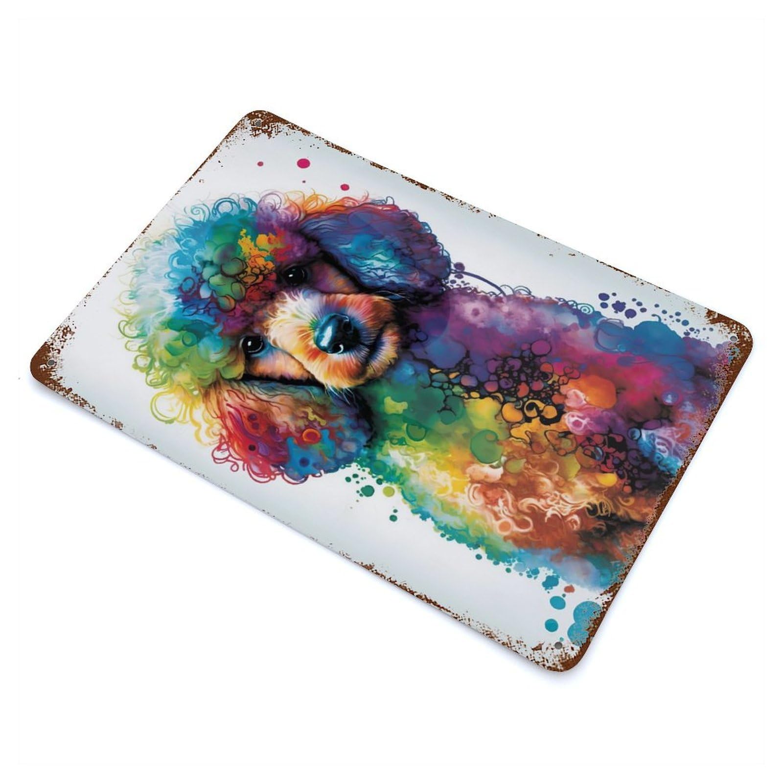 Poodle Style 4 Weathered Tin Sign 11.8"x7.9", Shabby Chic Decor for Garage, Pub Or Kitchen