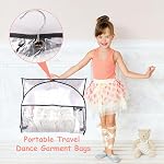 3pcs Clear Dance Garment Bags for Costumes Suits Coats with Zipper 38" Children Hanging Clothes Storage, Foldable Waterproof Dresses Cover Protector with ID Slot for Closet Travel Competitions
