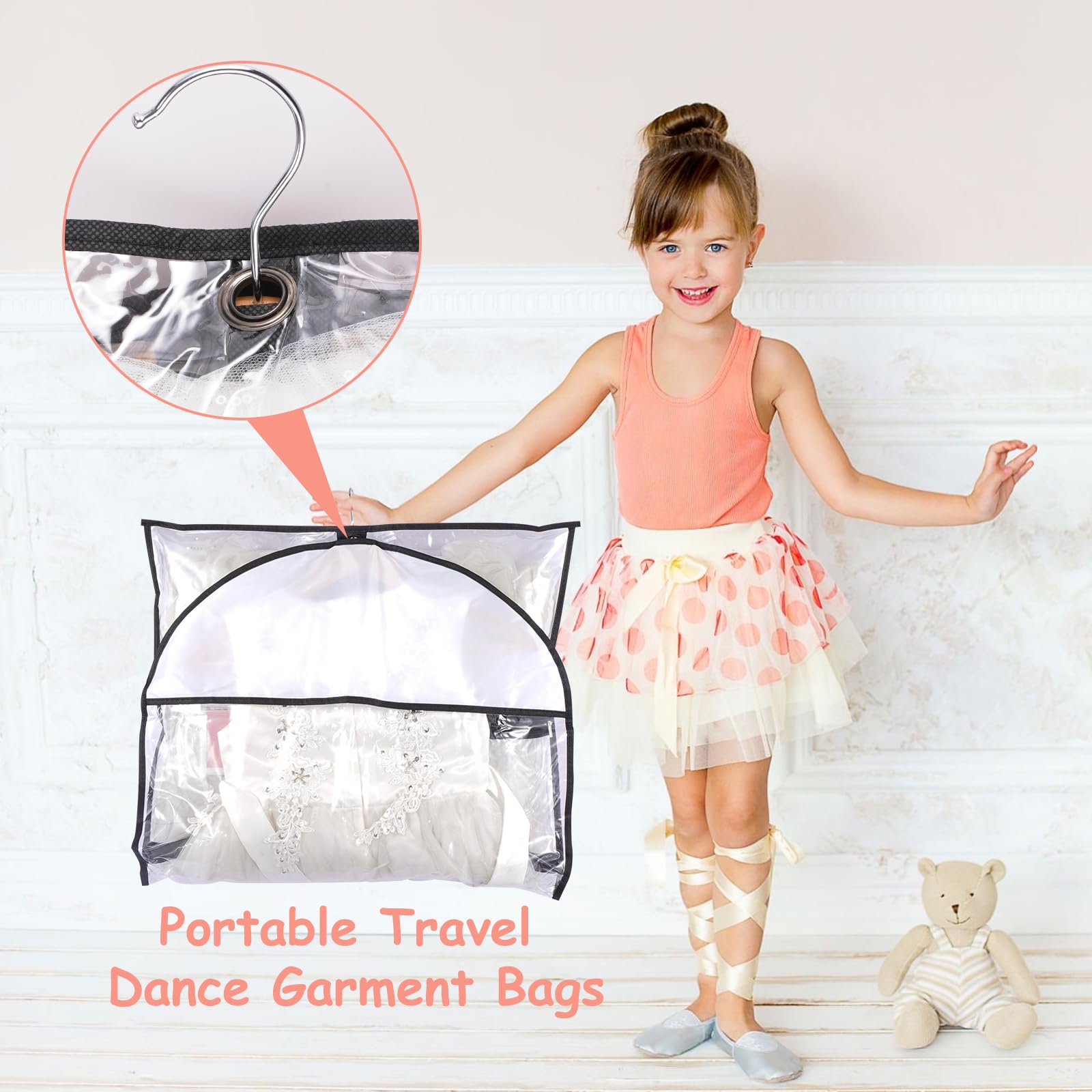 Stepstall Clear PVC Garment Bag With Pockets - 40" X 24" Dance Costume Bag, Set Of 3, Breathable & Waterproof - View #7