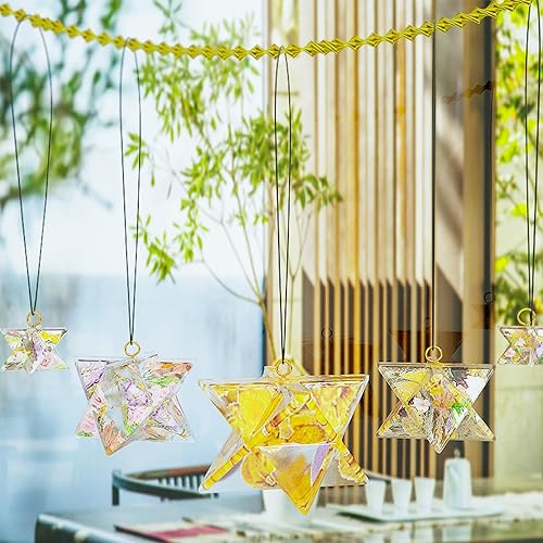 Miniatura 5 de Merkaba - Juego de 4 moldes de resina de cristal, moldes hexagonales de energía curativa para chakras, dijes hexagonales de resina para decoración