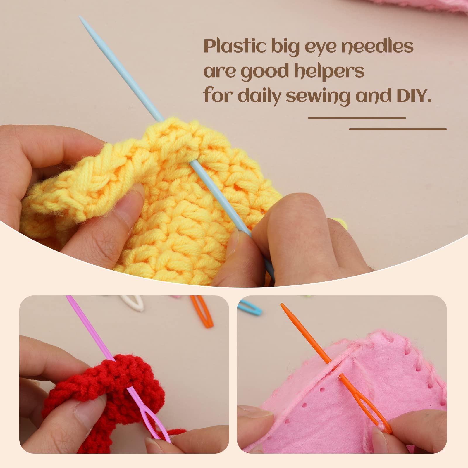 Glacely Lot De 60 Aiguilles à Coudre En Plastique à Grand Chas Pour Enfants - Aiguilles à