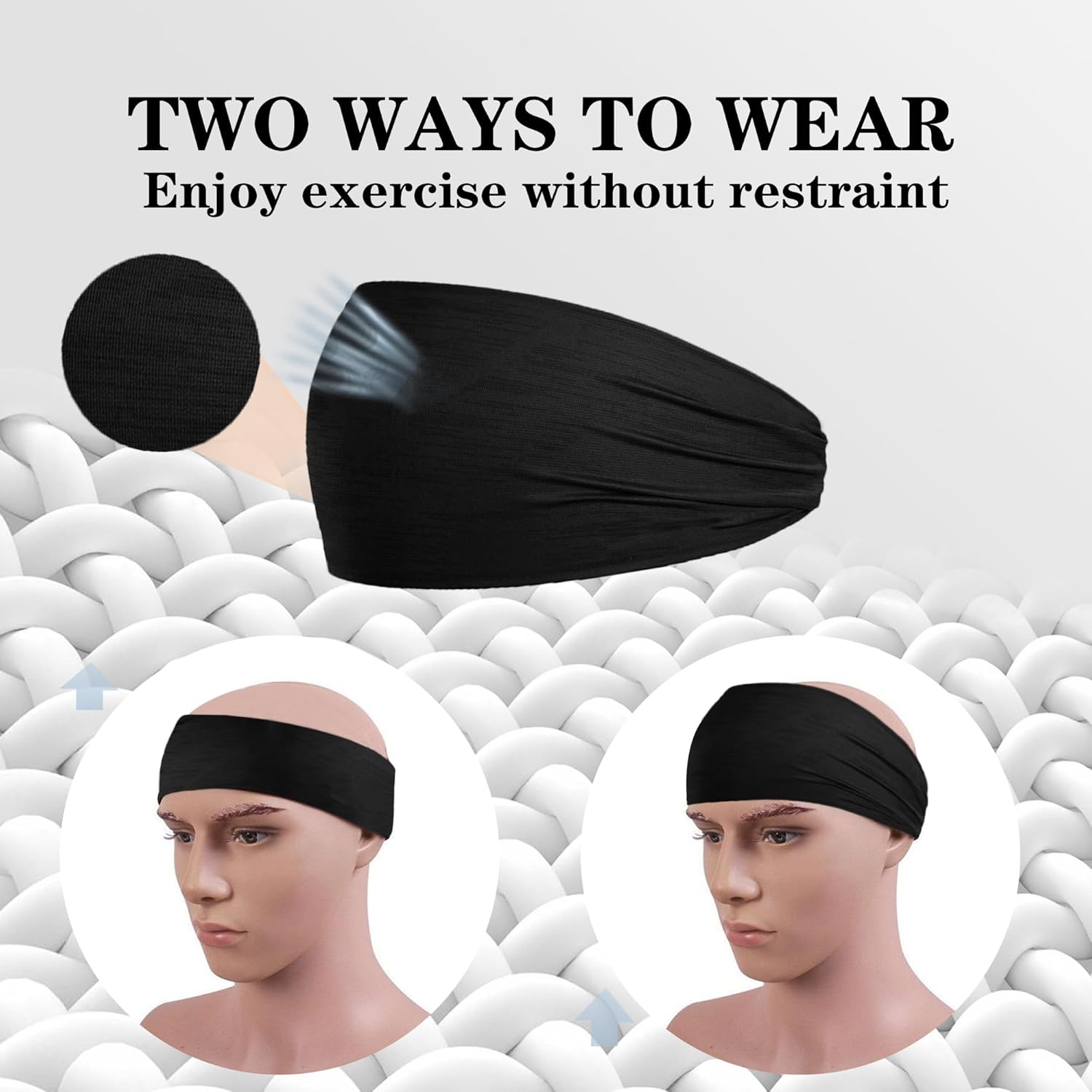 6 Pack Sports Headbands for Mens Running Headband for Women Moisture Wicking Workout Headband Sweatbands for Running,Cycling,Football,Yoga,Fitness Athletic Unisex Hairband - Image 4