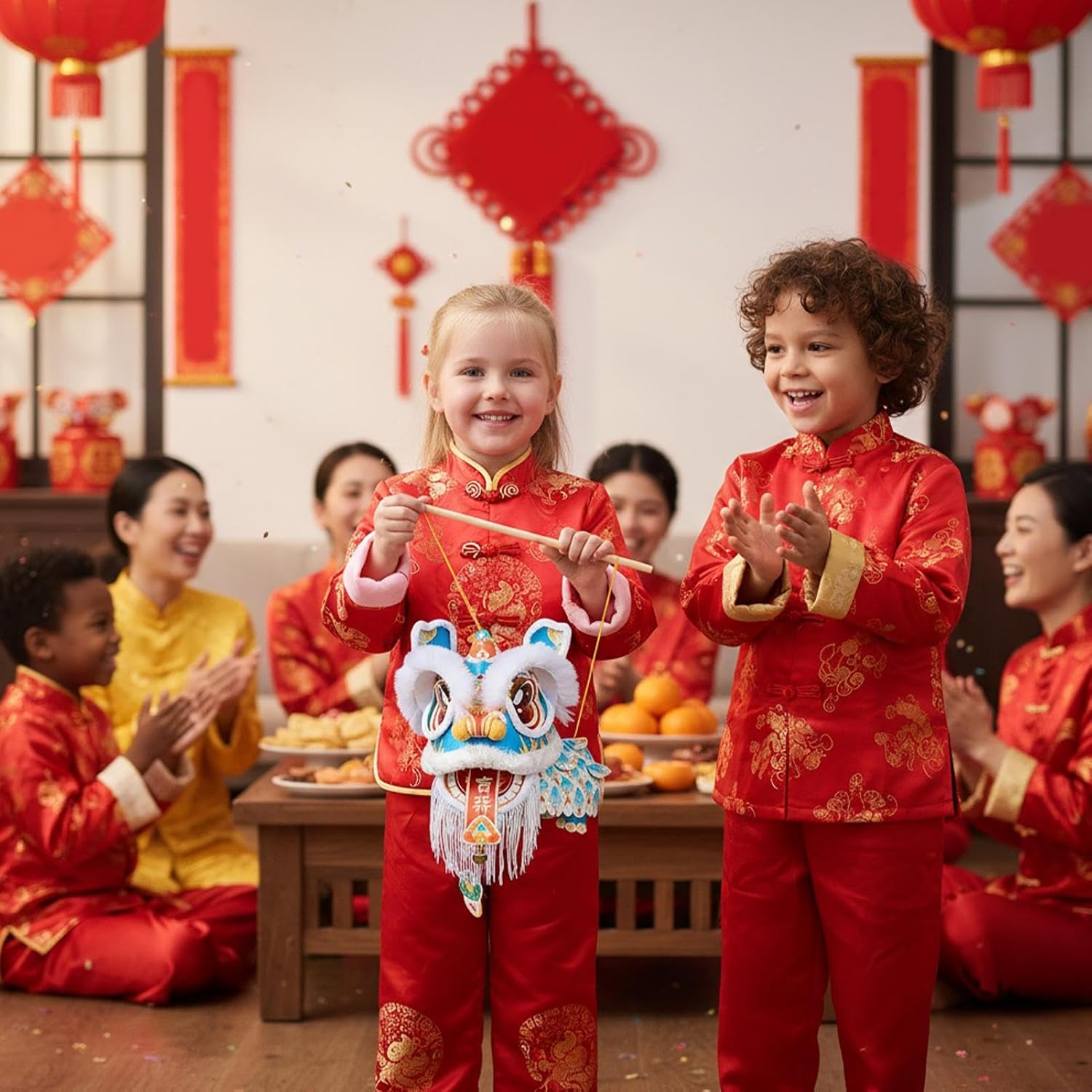 Chinese New Year Lantern Kit, PP 24x16x29cm Lion Dance Holiday Decoration Spring Festival Lantern for Party, School, Restaurant, Home, Parade, Living Room