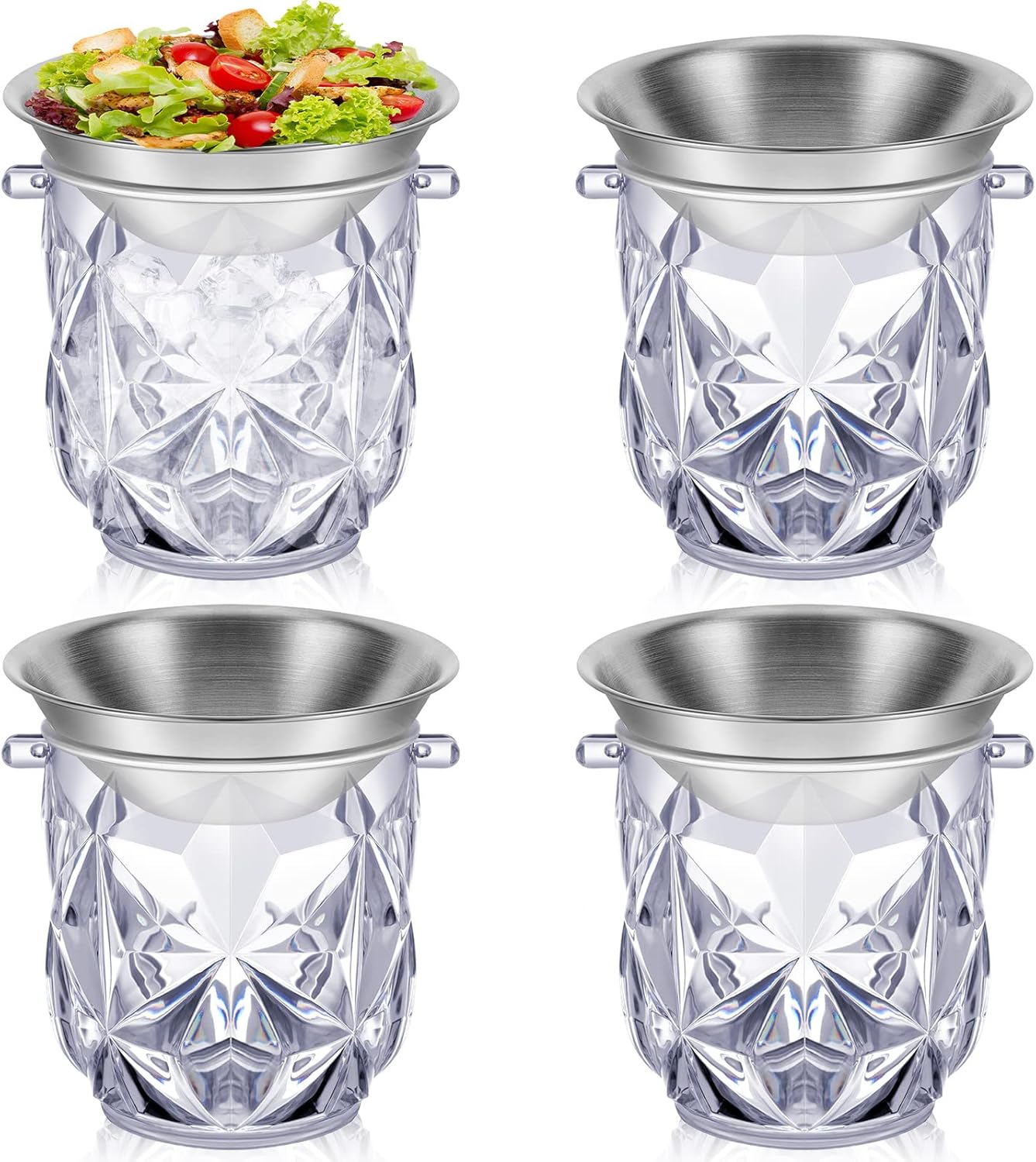4 Pack 10 oz Dip Chiller Bowl with Acrylic Ice Bowl Base