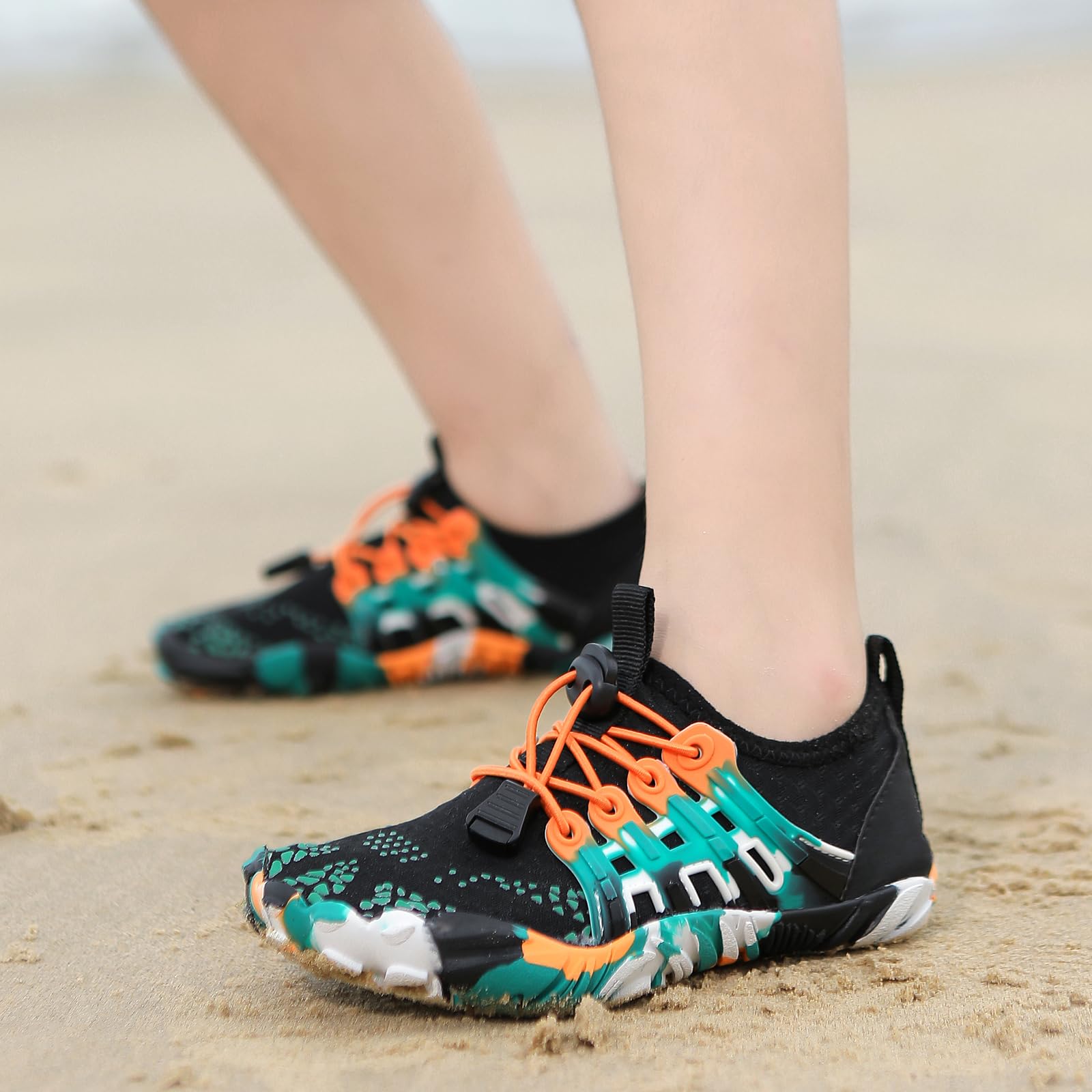 Tolaler Escarpines Niño Niña Calcetines de Piscina Zapatos de Agua Antideslizante Secado Rápido Zapatos de Playa Descalzo Unisex Bebé Verano Barefoot Calzado para Natación Surf