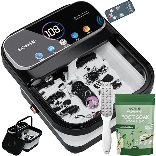 OOAMBB Collapsible Foot Spa Bath with Remote Control,Heat,Bubble,Timer