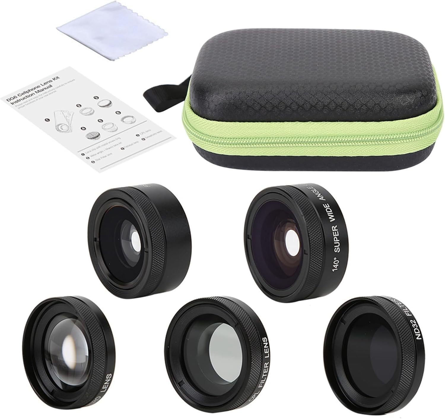 Fisheye Wide Angle Macro CPL Starlight 6 in 1 Set Phone Lens, Camera Lens Kit for Smartphones, Professional Photography Accessories with 15X Macro Lens and Polarizing Filter,