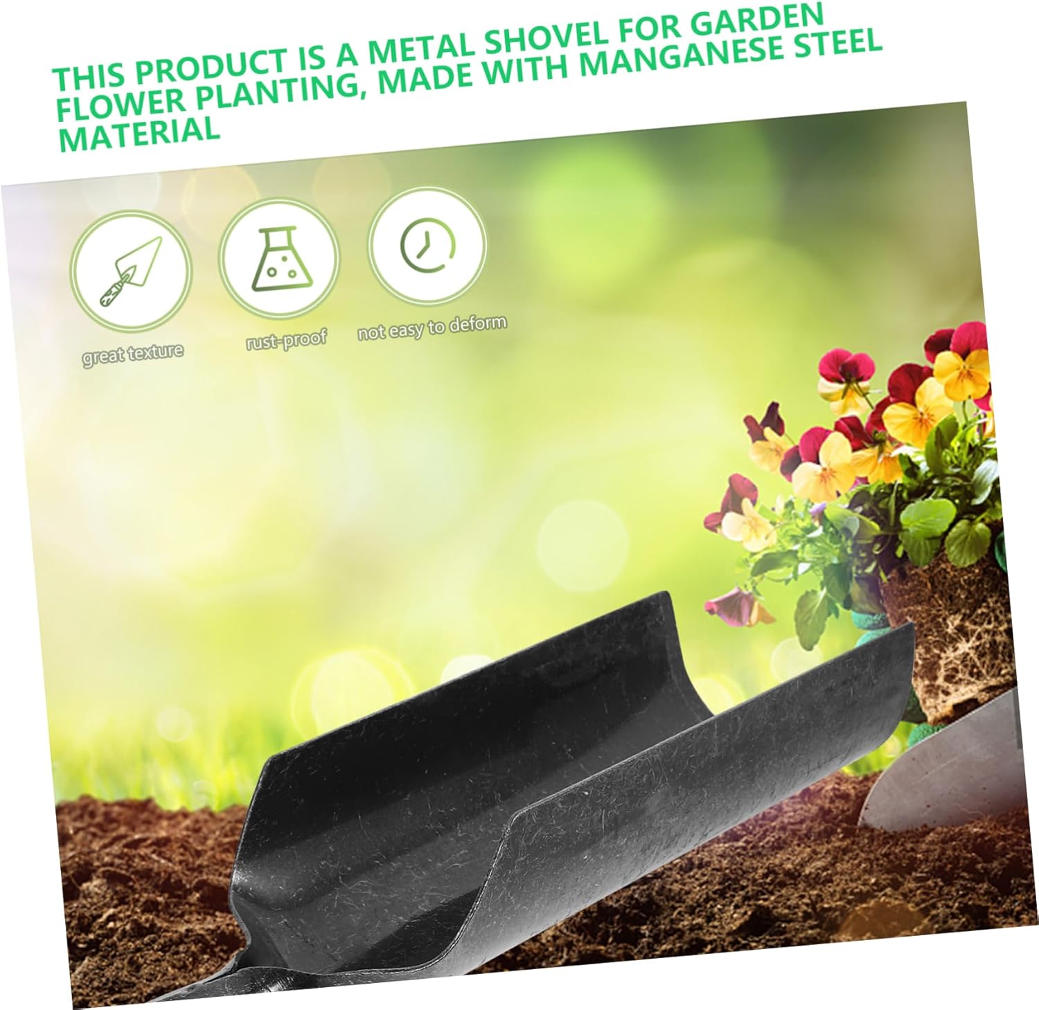 BESPORTBLE Manganese Garden Shovel Handle Spade Heavy Duty Metal Tool for Digging Root Cutting and Preparation Ergonomic Design for Easy Handling Outdoor Gardening