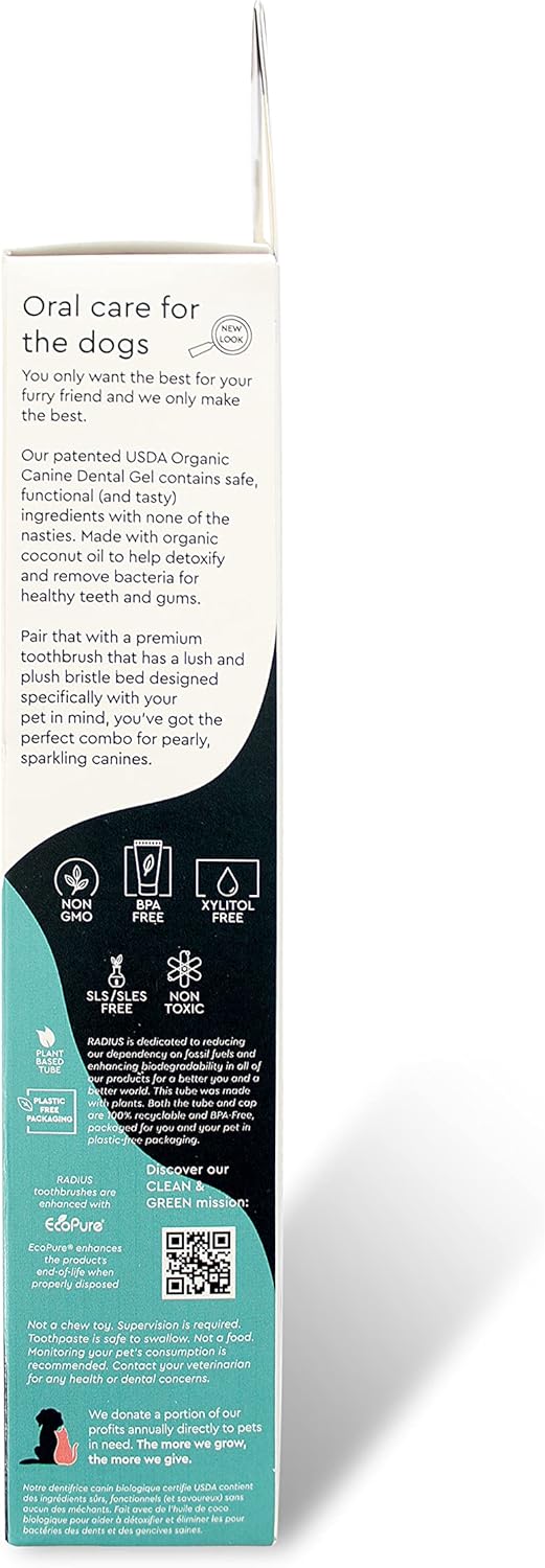 RADIUS USDA Organic Dental Solutions Puppy Kit 2 Units, Kit Includes 1 Dog Toothbrush & 1 0.8oz Toothpaste, Ultra Soft Bristle & Non Toxic Toothpaste for Dogs, Designed to Clean Teeth, Xylitol Free