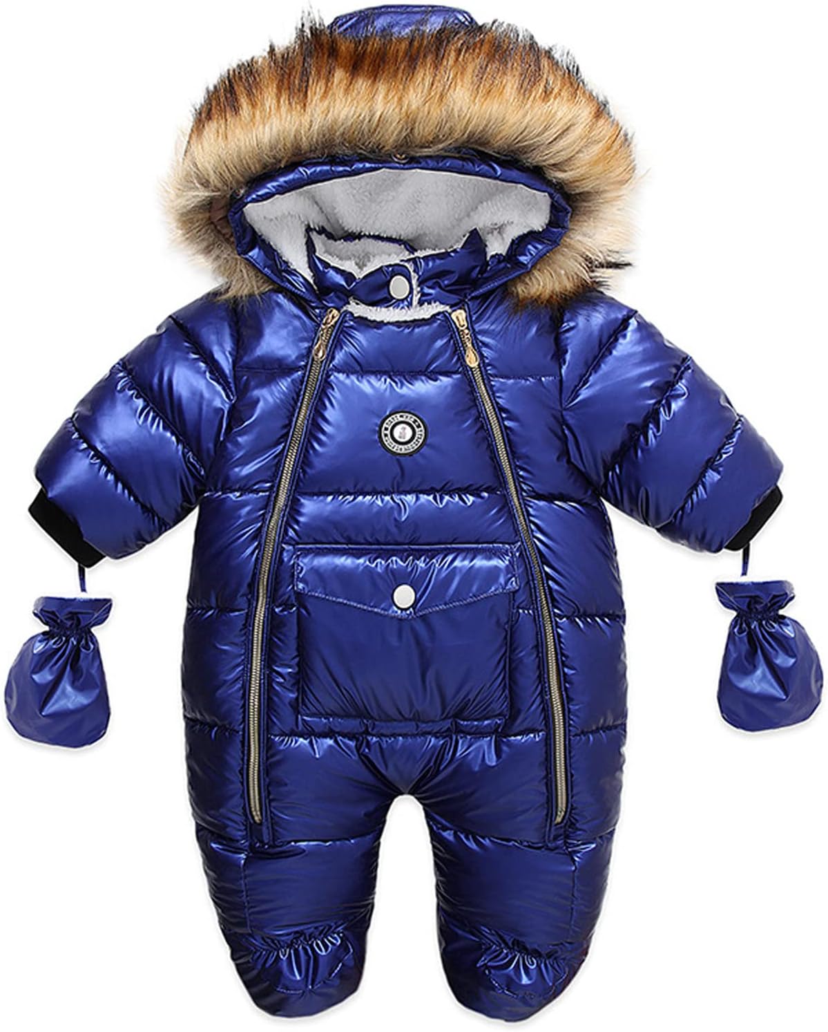 Legou Winter Thicken PU Fur Collar Children's One-piece Baby One-piece Clothes Thicken Warm Romper