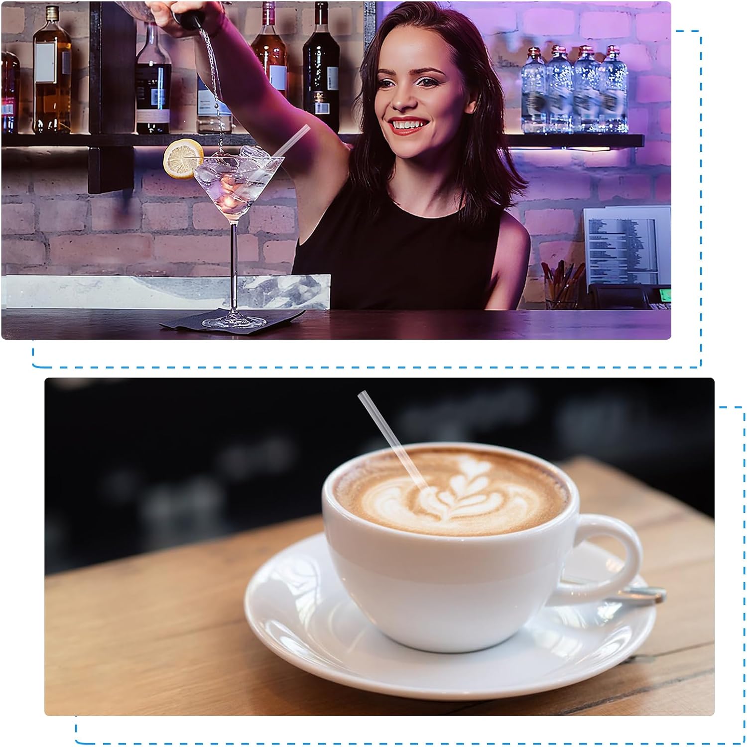 [1000 Pcs] Disposable Cocktail Bar Short Straws - 5 Inch Length 0.16 Inch Diameter Coffee & Cocktail Stirrers Plastic Clear Bulk Straws for Whiskey,Club,Soda,Cocktail,Party