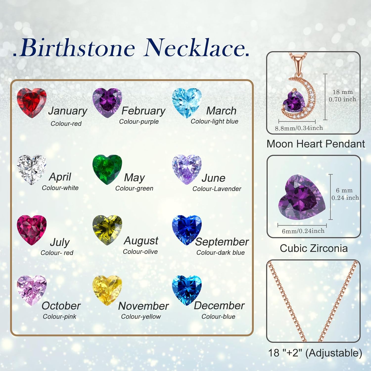 new spring White Gold Moon Pendant Sterling Silver Heart Shaped Moon Pendant Necklace for Women Jewelry Gifts for Mother's Day,Birthday and Anniversary Festivals