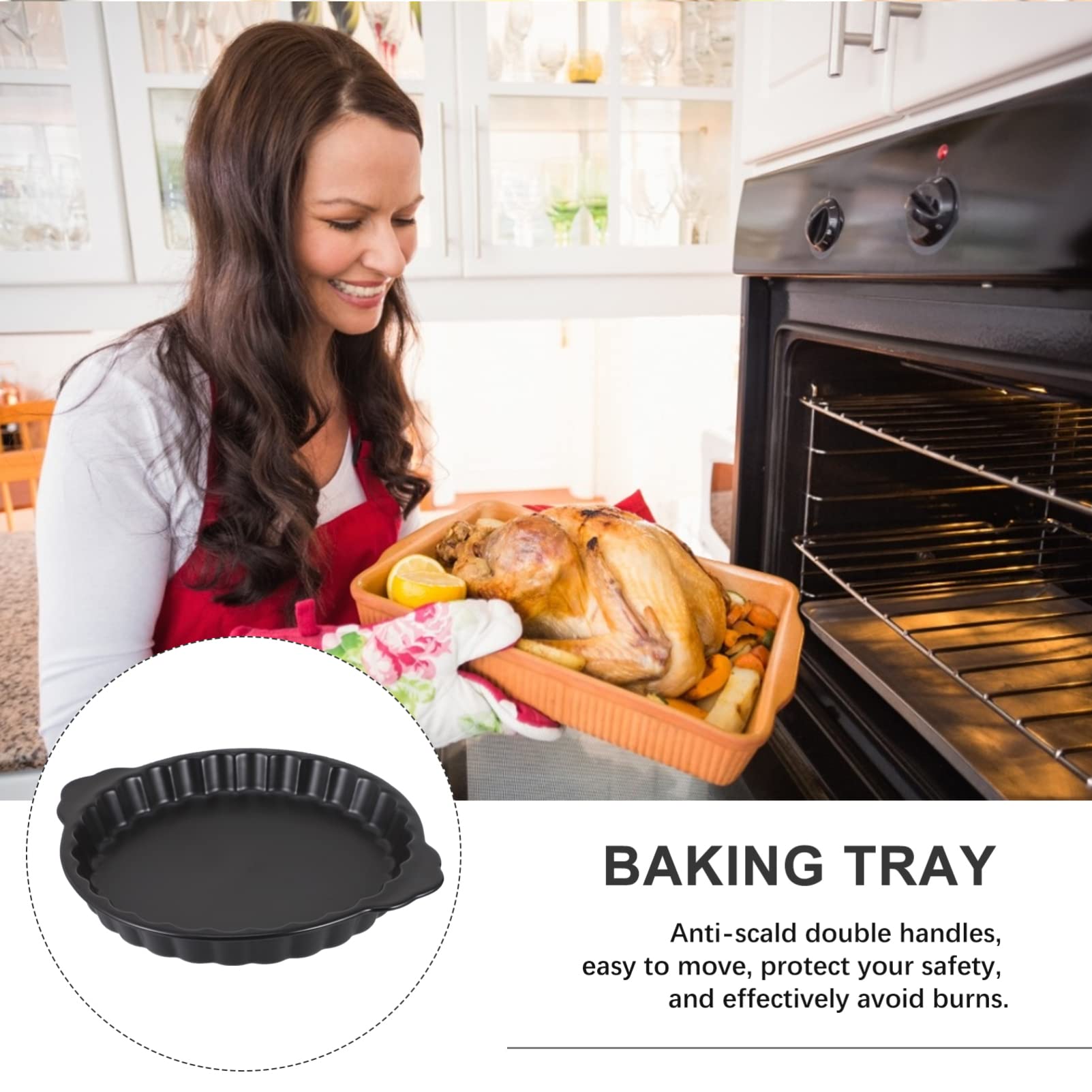 Mobestech Backform und Leicht zu Tragen Schwarze Hitzebeständig mit Griffen Keramik Stilvoll für Aufläufe und Kuchen für Küche