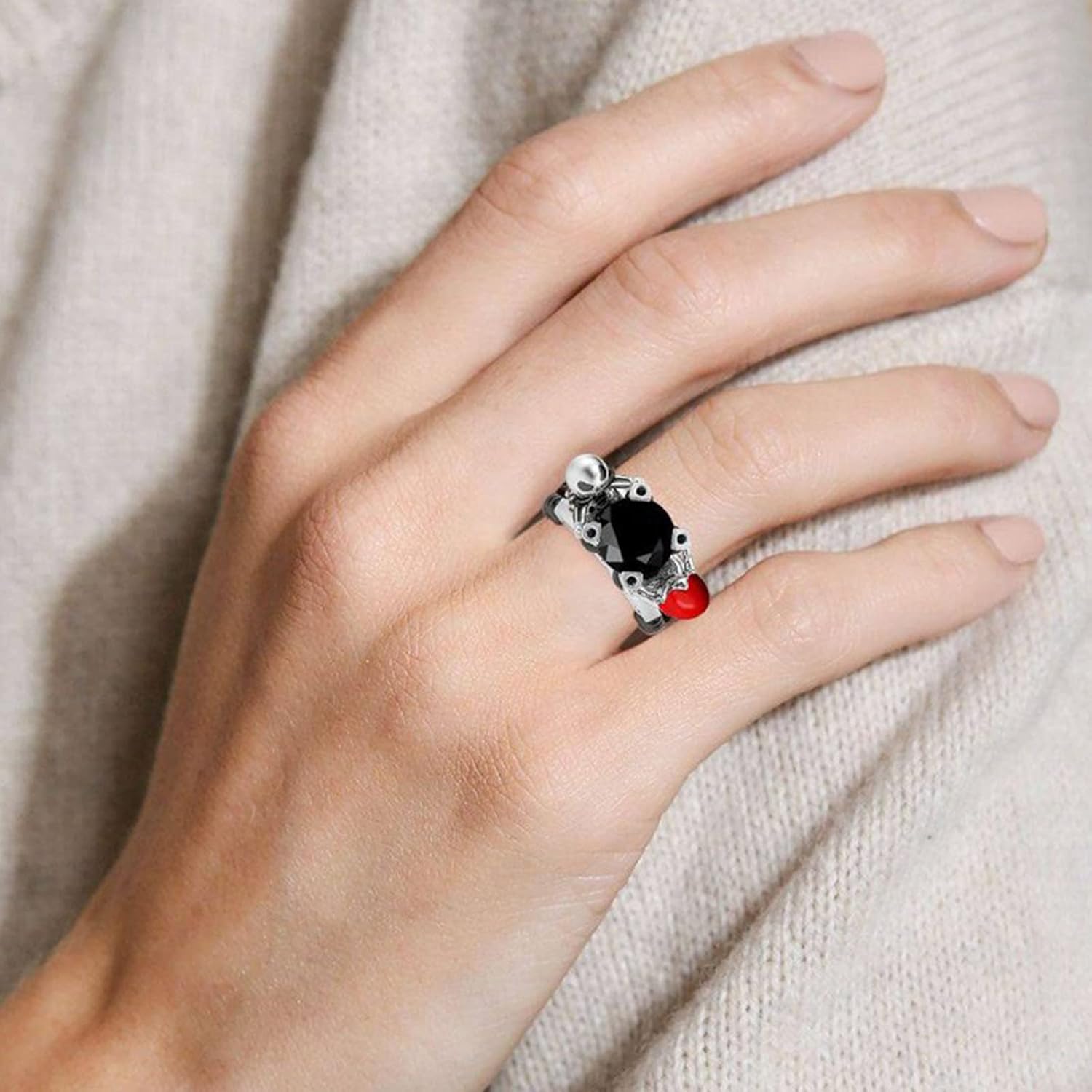 Jeulia Hug Me Magic of Love Skull Couple Round Cut Sterling Silver Ring for Women Wife Girlfriend Engagement Wedding Anniversary Christmas Birthday With Jewelry Box - Image 7