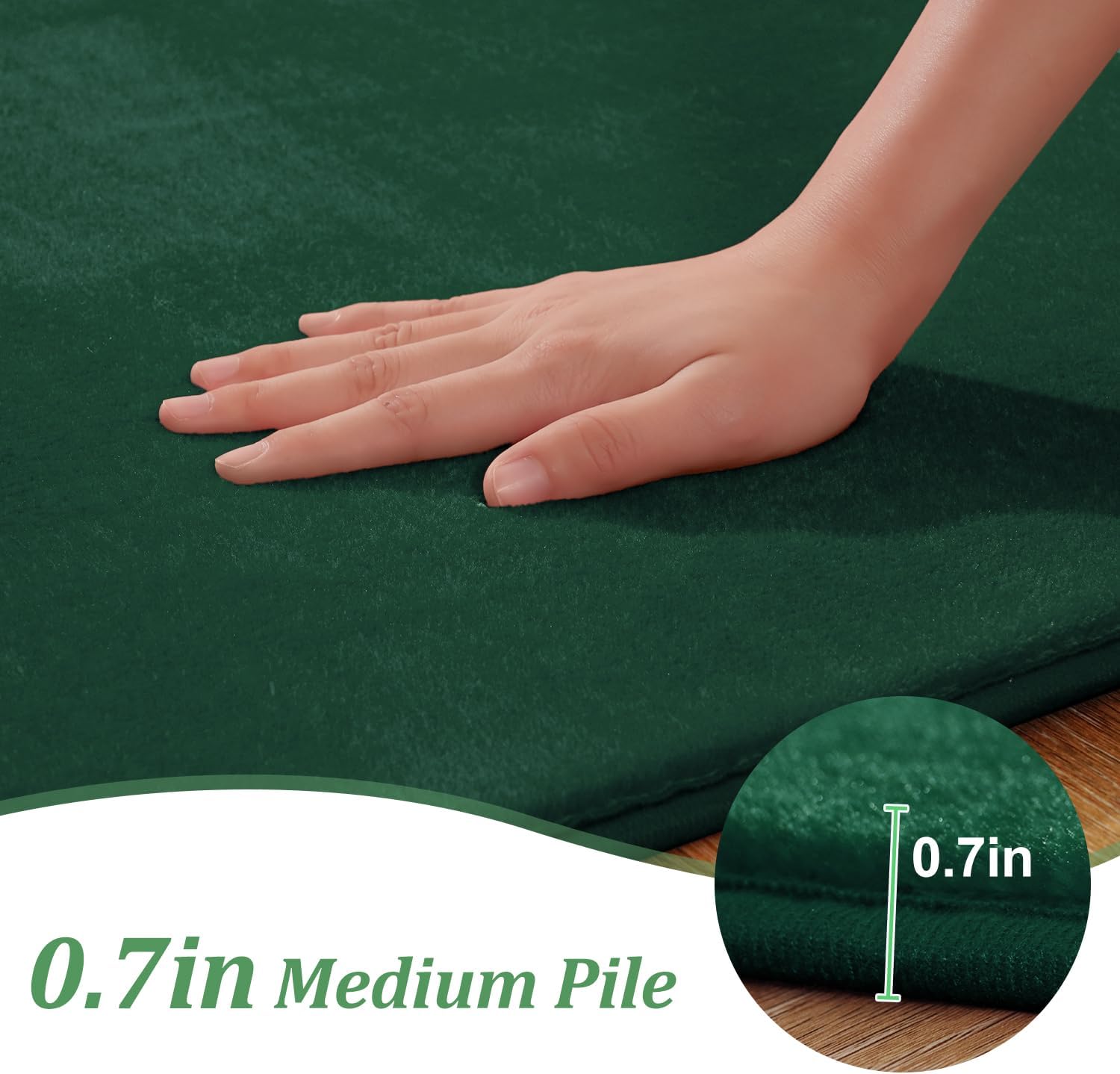 Przemy Washable Runner Rug for Bedroom Living Room, 2x6 Feet Green Memory Foam Hallway Rugs, Super Soft Modern Indoor Carpet for Bedside Kids Room Boys Girls Dorm Nursery Decor