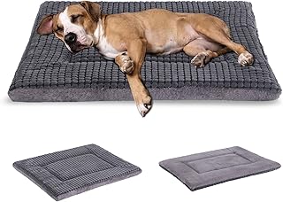 BVAGSS Orthopädisches Hundebett, Waschbar Hundekissen flauschig Hundematte, Umkehrbar Weiche und Warme Hundematte für klein mittel große Hunde XH079 (106x71x4cm,Light Grey)