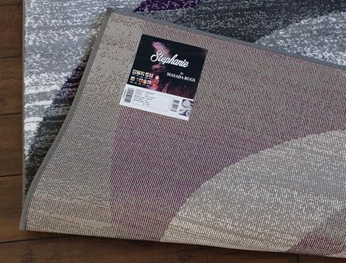 Miniatura 10 de Masada Rugs, Stephanie Collection - Alfombra de área moderna y contemporánea, 1103, morado, gris, blanco, negro (6 pies x 9 pies)