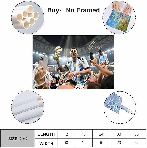 Vista 10 de SUKORI Messi - Póster Messi firmado (8) para dormitorio, estética, 12 x 18 pulgadas, sin marco Unframe-style-2