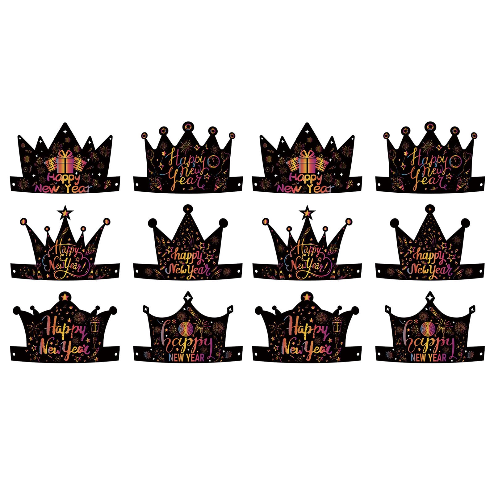 Tsophreniq 12Pieces Happy New Year Party Hat Colorful Paper Hat for New Year Party Decorations Festival Celebration Phototgraphy Celebration