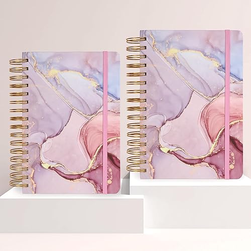 Miniatura 6 de Ddaowanx Cuaderno de espiral de tapa dura, diario de rayas universitarias, 6 x 8.5 pulgadas, 320 páginas grandes con rayas para mujeres y hombres,