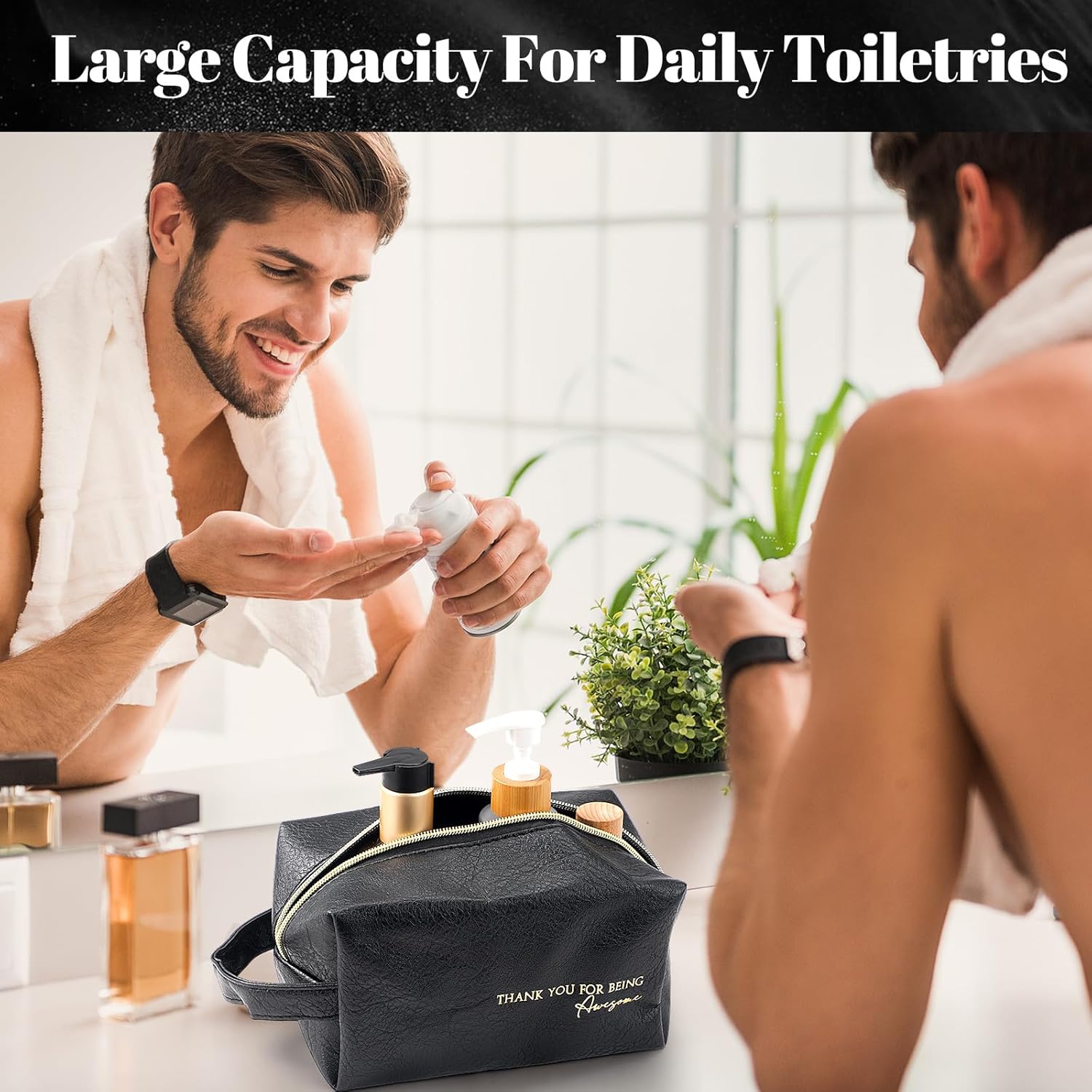 3 Pcs Thank You Gift for Men Employee Appreciation Gift Leather Toiletry Bag 12 oz Inspirational Mug Motivational Keychain May You Be Proud Sign for Team Coach Male Staff Teacher Coworker(Black)