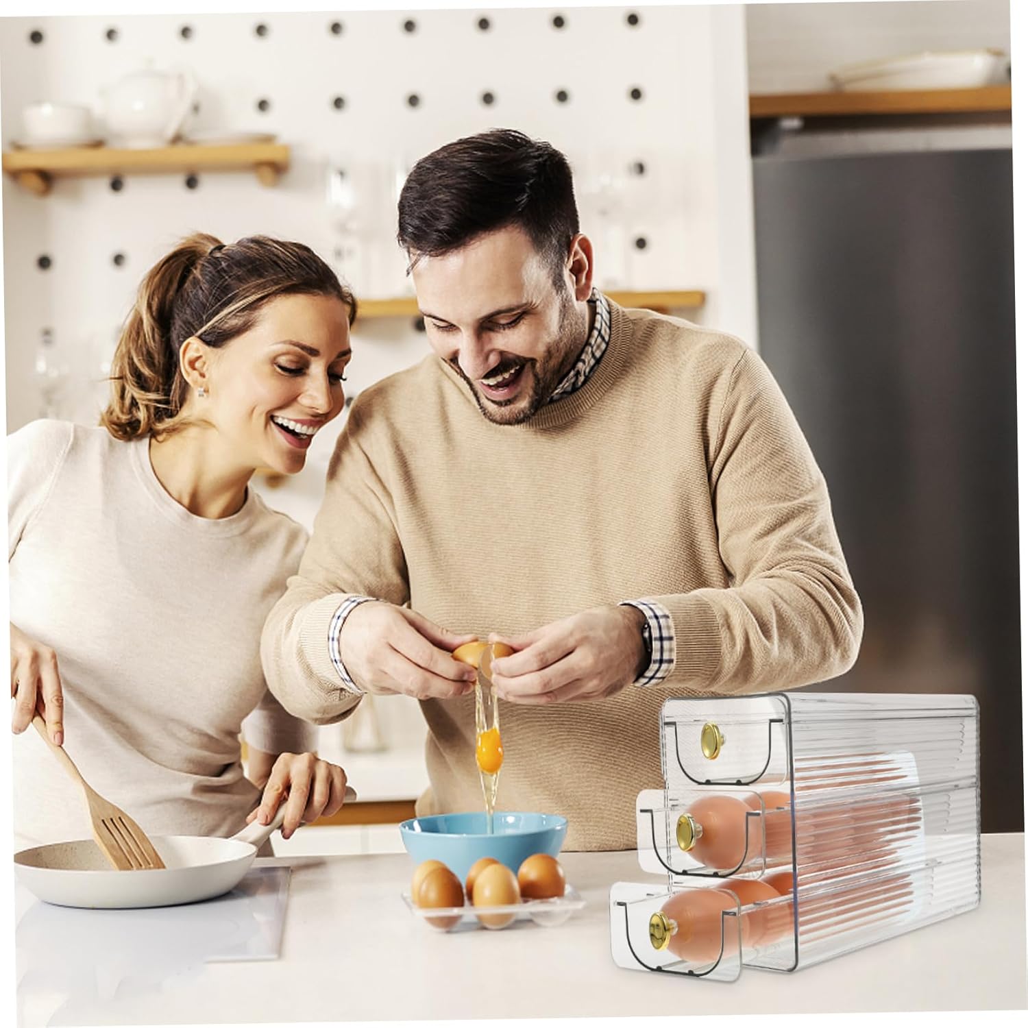 Ciieeo Egg Container for Refrigerator Egg Organizer and Reliable Egg Dispenser for Kitchen Easy for Home and Restaurants