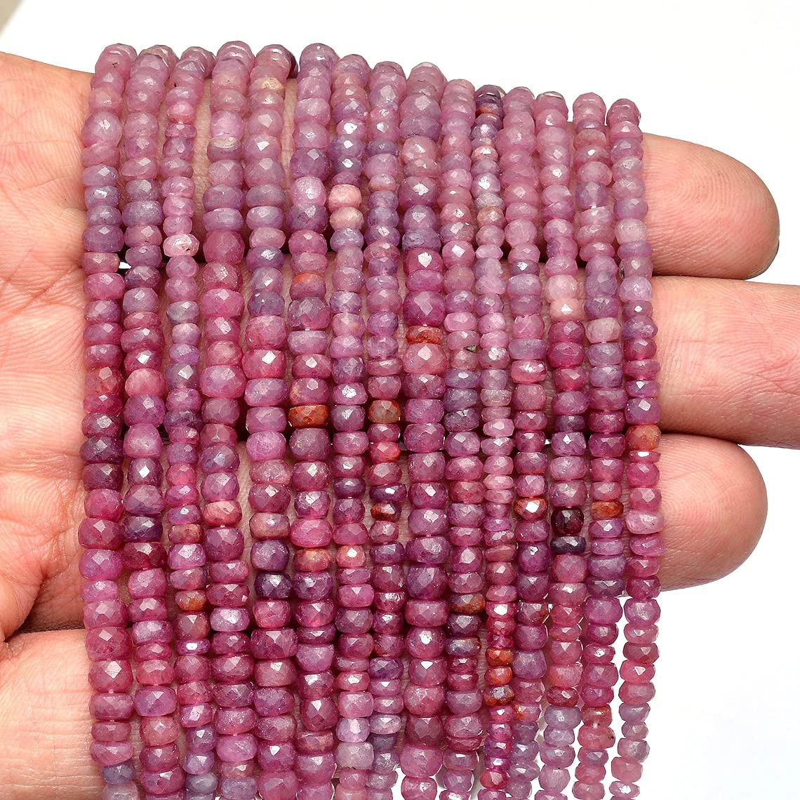 Naturalny rubin, kamień szlachetny, 3 mm, 5 mm, fasetowane koraliki rondelle, AAA+, czerwony rubin, szlachetny kamień szlachetny, fasetowane, luźne koraliki do produkcji biżuterii, sznurek 40 cm