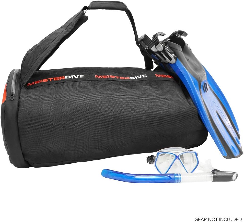 Meister Mesh Duffel Backpack Dive Bag w/Dry Pocket for Scuba & Snorkeling - Black : Clothing