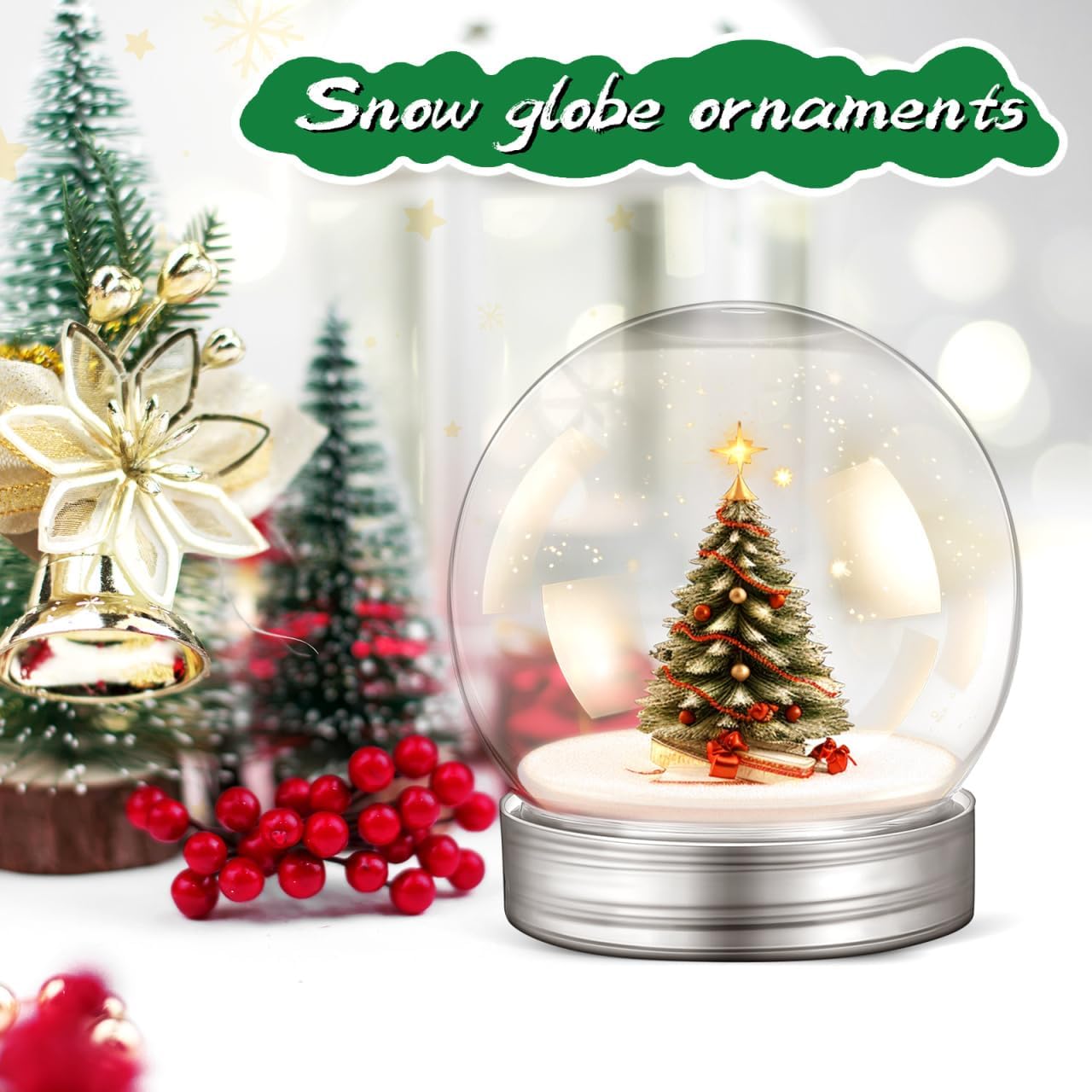 Happyyami Plastic Snow Globe 30pcs DIY Clear Plastic Water Globe Snow Globe 4inch Clear with Screw Off Cap for DIY Crafts Christmas Home Decoration Kit - Image 3