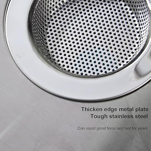 Miniatura 6 de LASSHSWA Colador para fregadero de cocina, 2 unidades, acero inoxidable, malla y perforación, colador de drenaje para fregadero de cocina, coladores