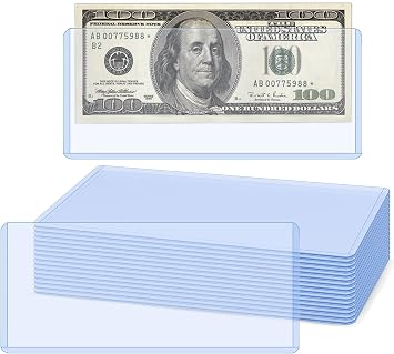 15 Pack Hard Plastic Clear Money Holders Dollar Bill Holders Money Top-Load Sleeves 6.85 2.91 Inches Currency Holder for Bills, Collectors