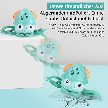 Müzikal oyuncak, bebek müzikal oyuncağı, ışık ve sesli sürünen ahtapot bebek oyuncağı, 3 6 bebek kız bebek motor beceri oyuncağından ahtapot bebek oyuncağı, kız çocuklar için doğum günü hediyesi