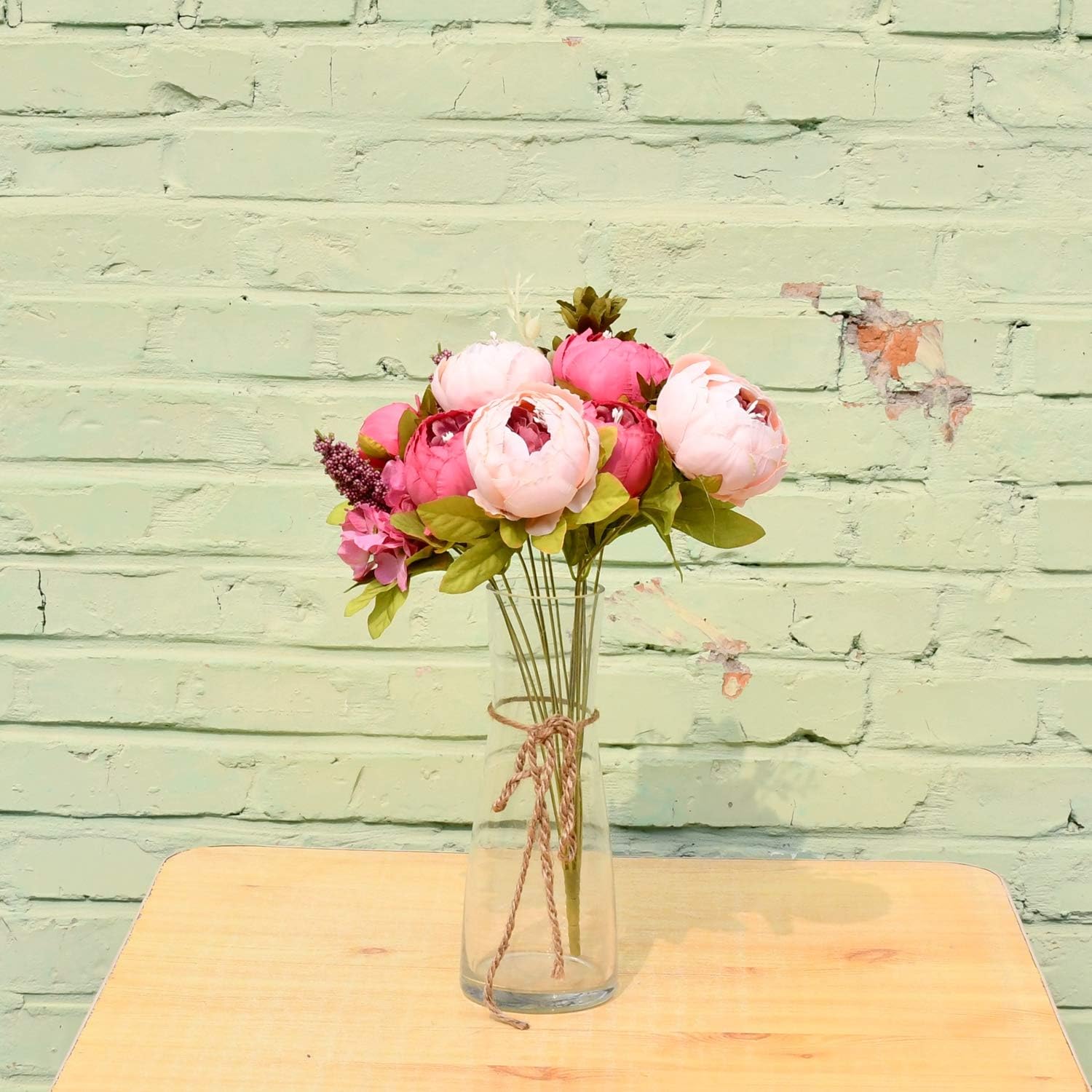 Mandy's Artificial Silk Dark Pink Peony Flowers 1 Bouquet for Home Wedding Decoration : Home & Kitchen