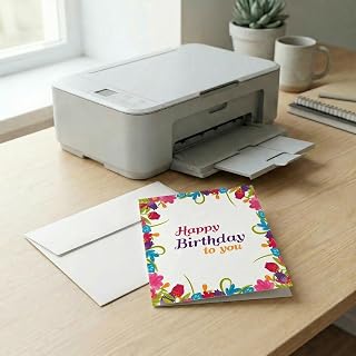 PurpleQCrafts Heavyweight White Blank Greeting Cards with Envelopes 4.25x5.5" - Printable Note Cards 25 Pack