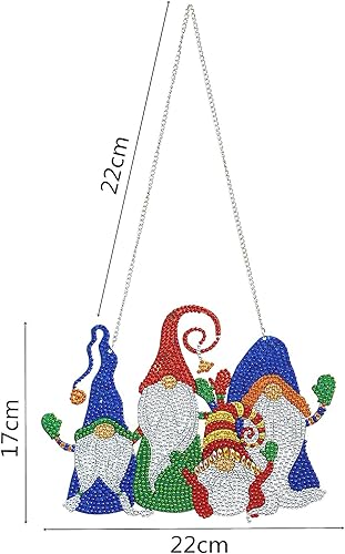 Miniatura 3 de YEESAM ART Kit de decoración de Navidad con diamantes de imitación 5D para bricolaje, cuatro enanos, gnomos, rojo, azul, verde, 8.7 x 6.7 in, arte