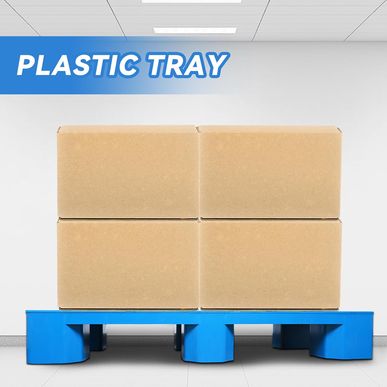 Plastic Pallets - 40" x 20" x 5.5" Waterproof Stackable Storage Floor Pallet Moistureproof Basement Display Pad for Garage, Supermarket, Warehouse - Support up to 2000 lbs, Blue