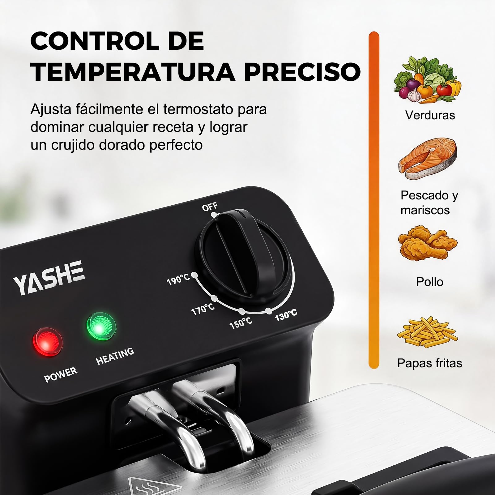 Freidora eléctrica de 3,2 L con ventana de visualización, freidora de acero inoxidable de 1500 W con control de temperatura, cesta extraíble y depósito de aceite, fácil de limpiar