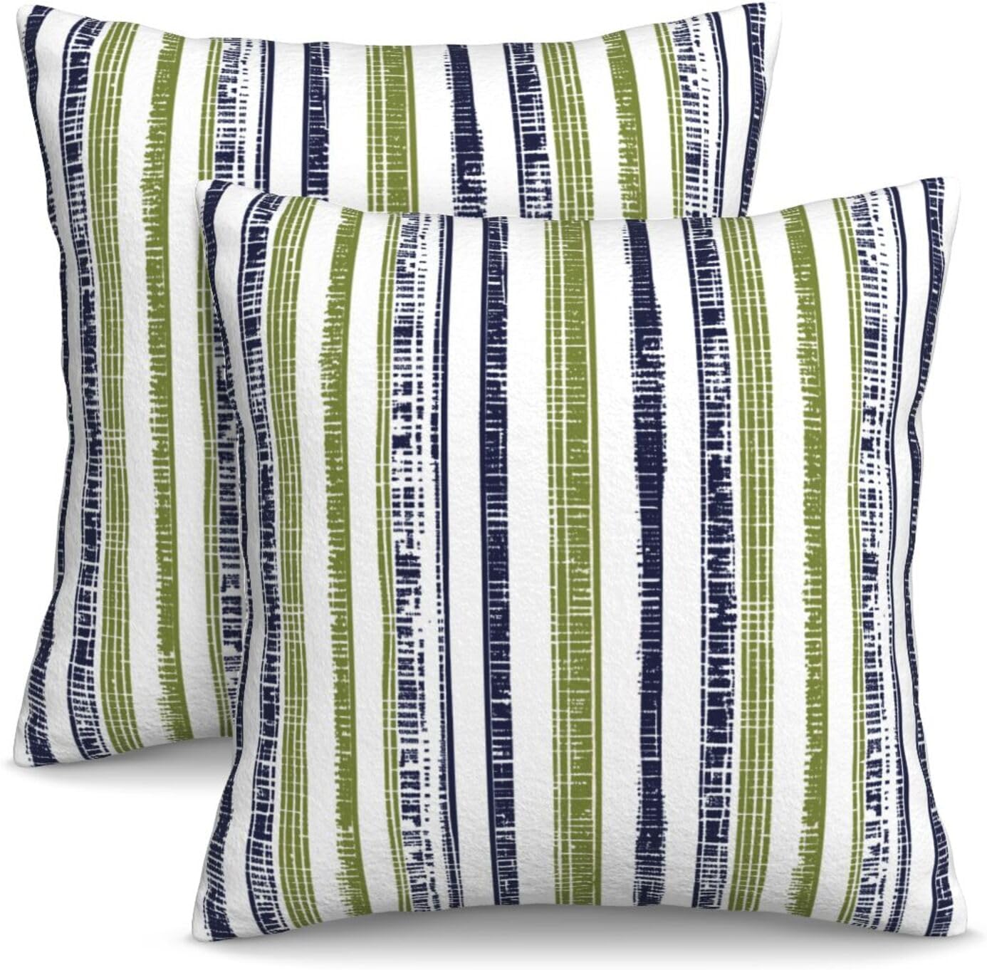 KiuLoam Boho Navy Blue and Green Striped Throw Pillow Covers 20 x 20 Inch Set of 2 Outdoor Decorative Pillow Cases Farmhouse Cushion Cases for Couch Bed Home Decor