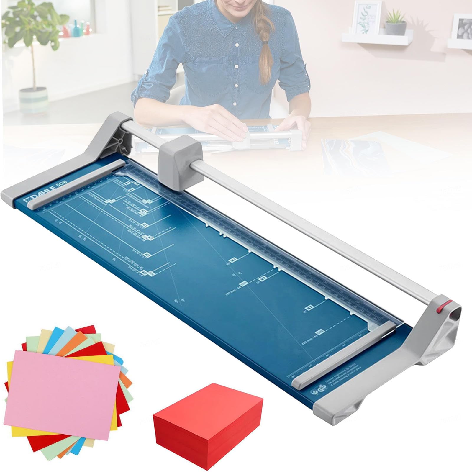 Taglierina rotante, auto-affilante, morsetto automatico, spessore di taglio 0,6 mm/0,8 mm, per carta, foto, cartoncino, A3/A4