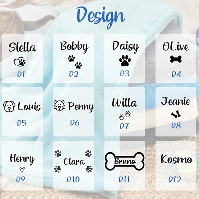 Foto 7 de 7 de IEK Manta personalizada para perro con nombre, manta personalizada para perro con nombre y patrón bordados