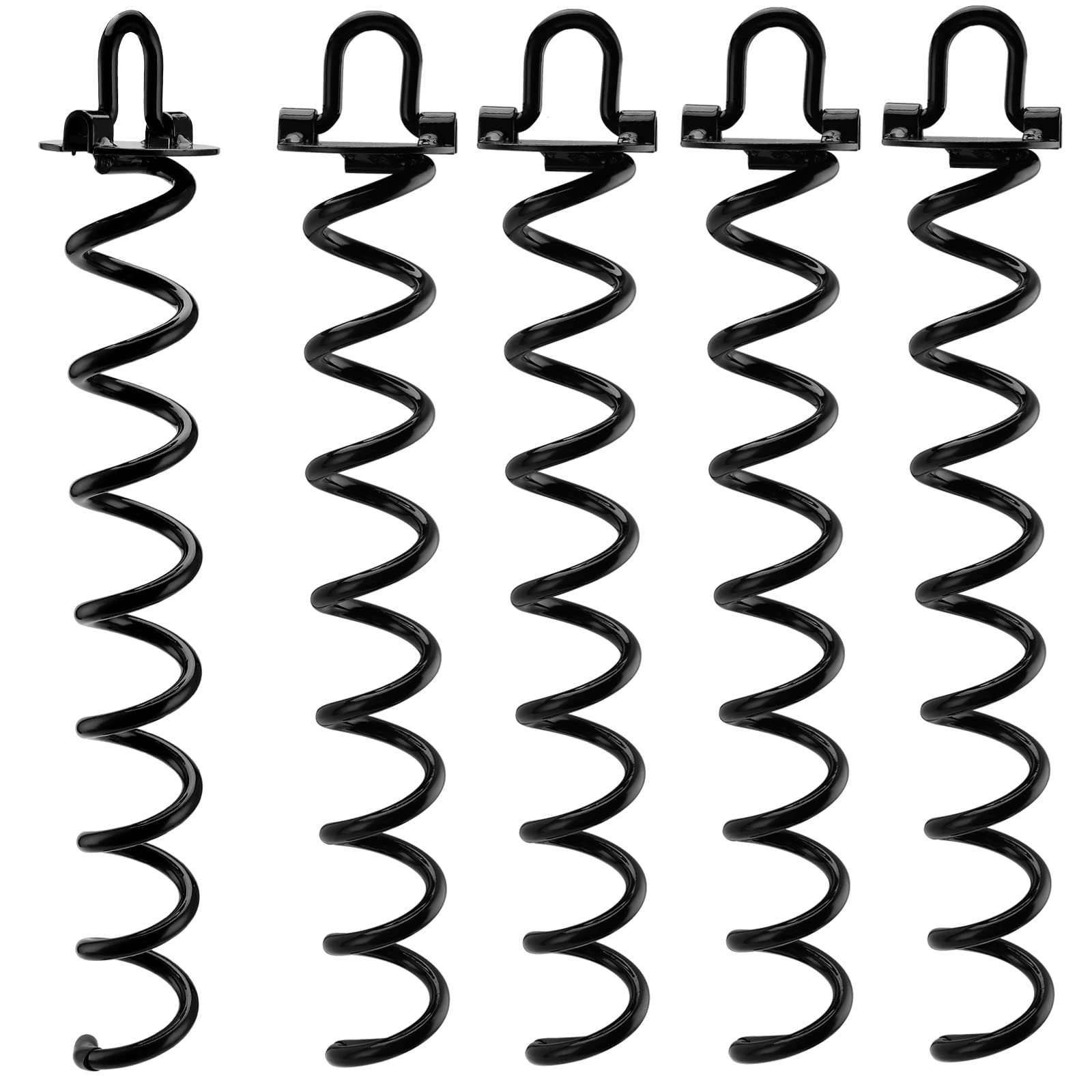 SINJEUN Paquete de 5 anclajes de suelo en espiral de 42 cm, anclaje de suelo para cama elástica resistente, kit de anclaje para cobertizo, estacas de anclaje para columpios, tiendas de campaña, toldos