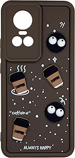 جراب موبايل سحري من السيليكون والبولي يوريثين الحراري لحماية الكاميرا باشكال كرتونية ثلاثية الابعاد لموبايل اوبو رينو 10 5G / برو 5G بني مع شوكولاتة