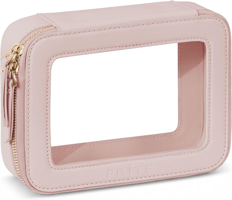 Necessaire transparente Prite para maquiagem e viagem, organizador de cosméticos com zíper