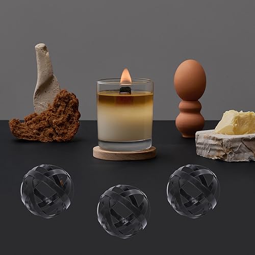 Miniatura 19 de Kesywale 3.3 Inch Decorative Spheres Set of 3, Metal Band Decorative Balls Orbs Metal Spheres Home Decor Accents Dining Table Centerpieces for White