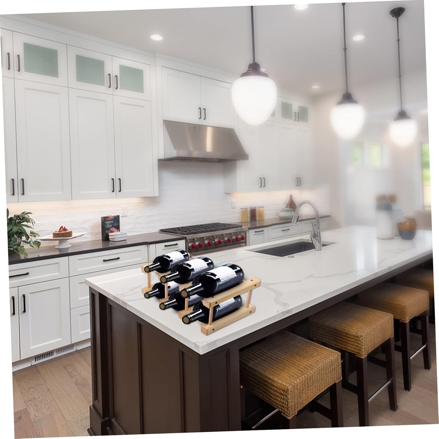 DIY Wooden Wine Rack Bottle Capacity Desktop Wine Holder Red Display Rack for Home